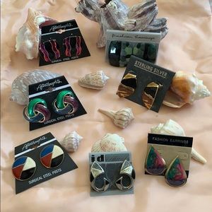 7 prs of Fashion Pierces Earrings, various colors